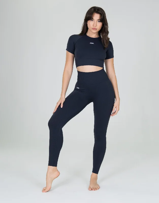 Premium Seamless V6 Cropped Tee - Vesper (Navy)