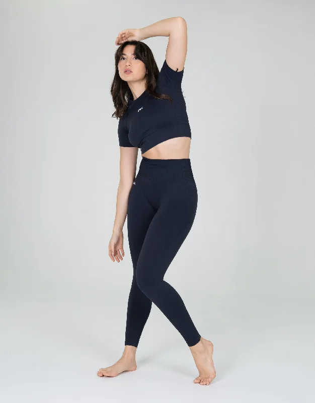 Premium Seamless V6 Cropped Tee - Vesper (Navy)