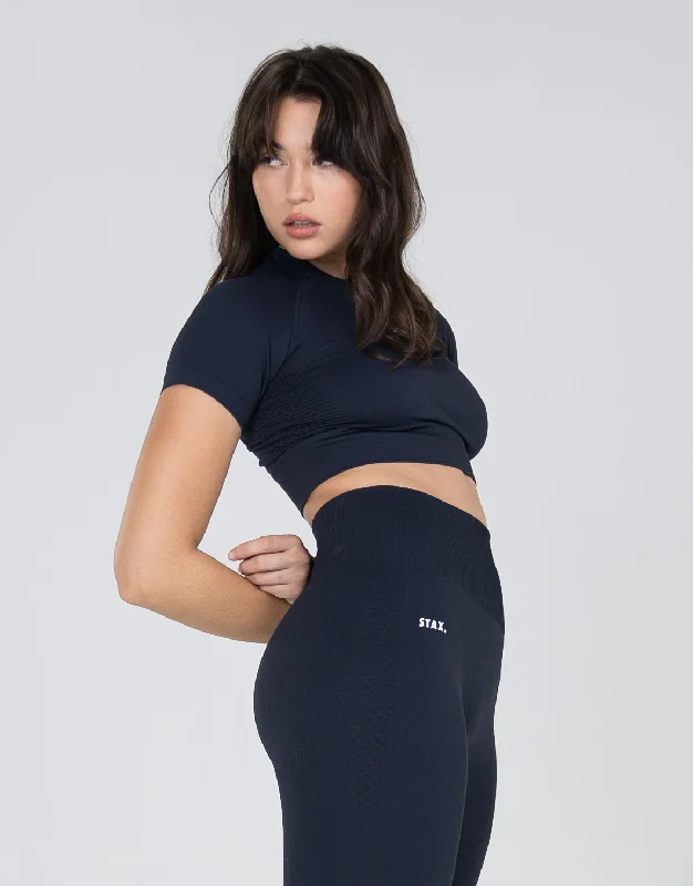 Premium Seamless V6 Cropped Tee - Vesper (Navy)