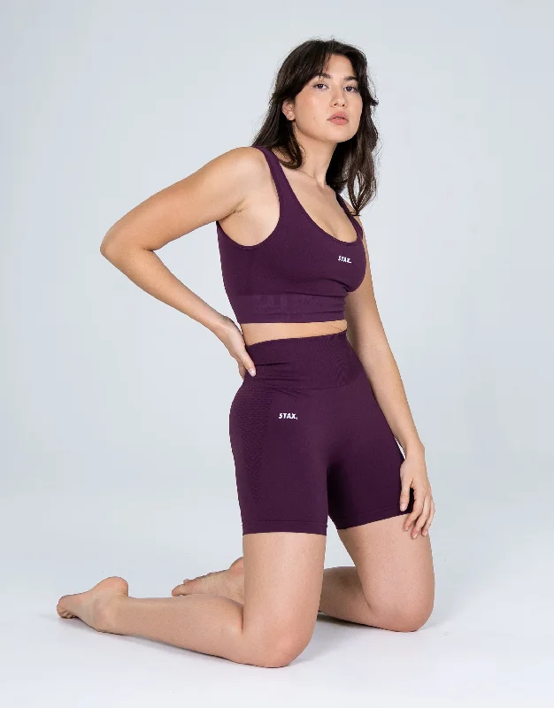 Premium Seamless V6 Low Back Crop- Amarnth (Burgundy)