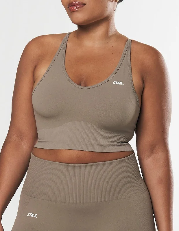 Premium Seamless Summer Strappy Crop - Brown