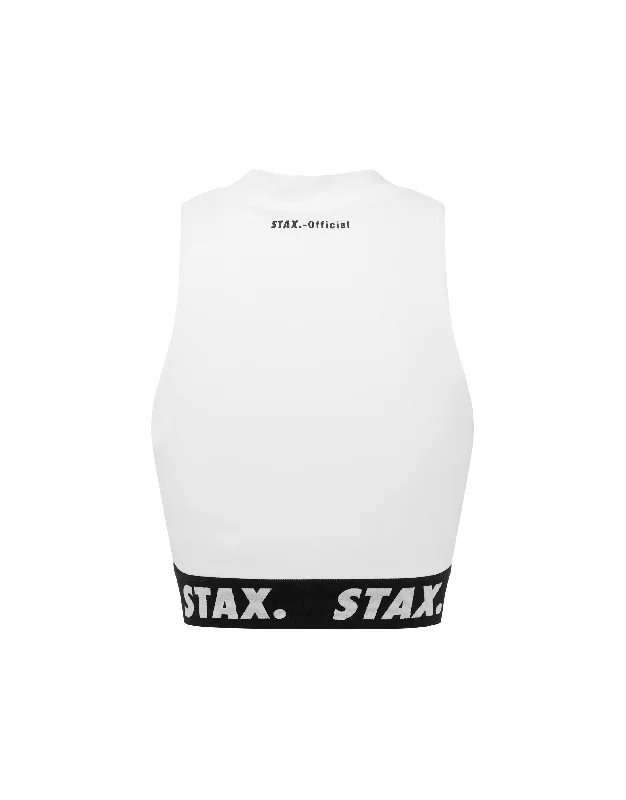 WB High Neck Zip Tank - White