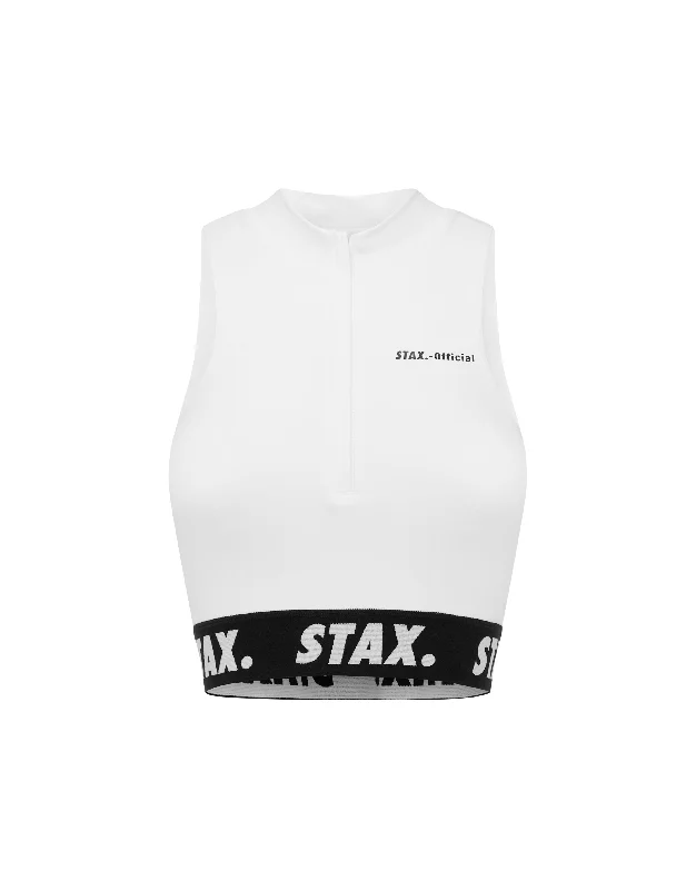 WB High Neck Zip Tank - White