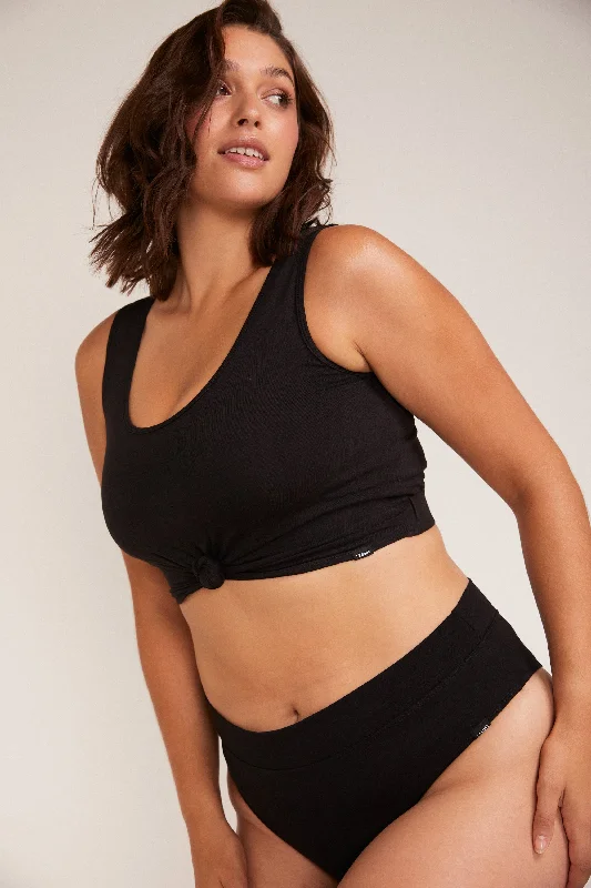 BOWIE ORGANIC COTTON CROP TOP (SIZE 6 & 8 ONLY) - NOIR