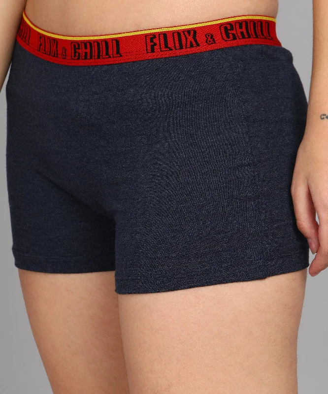 Womens Non Padded FLIXCHILL Combo Boys Shorts Navy Melange (Pack of 3)