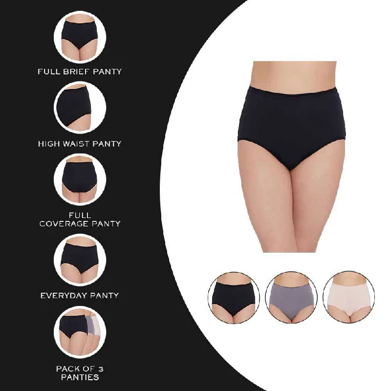 Cotton High Waist Full Coverage Everyday Wear Pack of 3  Full Brief Maxi Panty