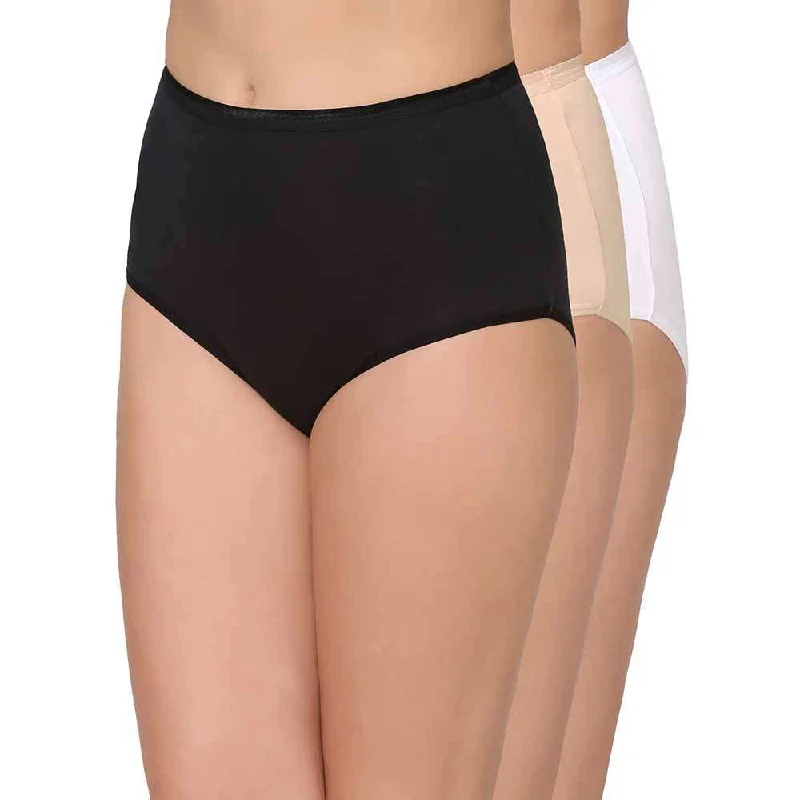 Cotton High Waist Full Coverage Everyday Wear Pack of 3  Full Brief Maxi Panty