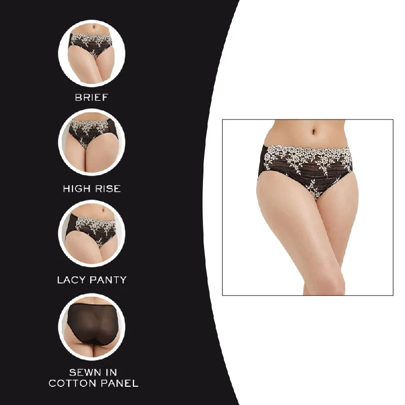 Embrace Lace High Waist Full Coverage Lace Brief Panty-Black