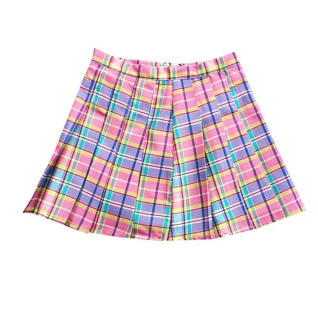 High Waist Casual Rainbow A-Line Skirt Cute