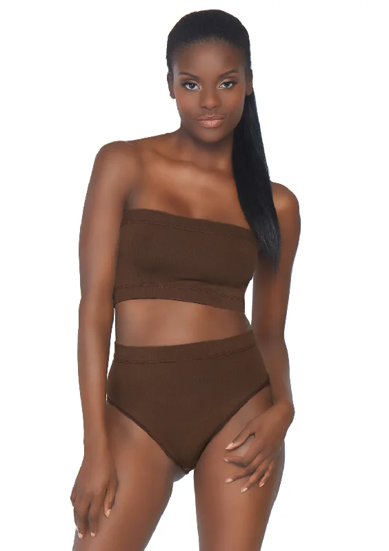 Leg Avenue  Seamless Microfiber Ribbed Bandeau Top & Brief  NK003