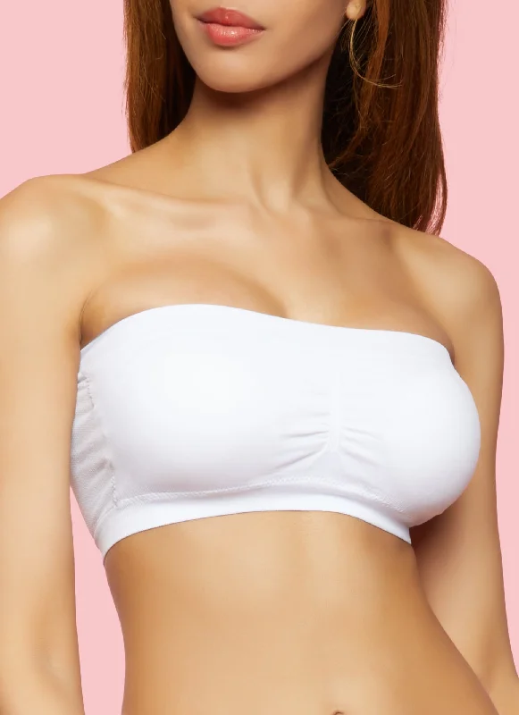 Seamless White Bandeau Bra