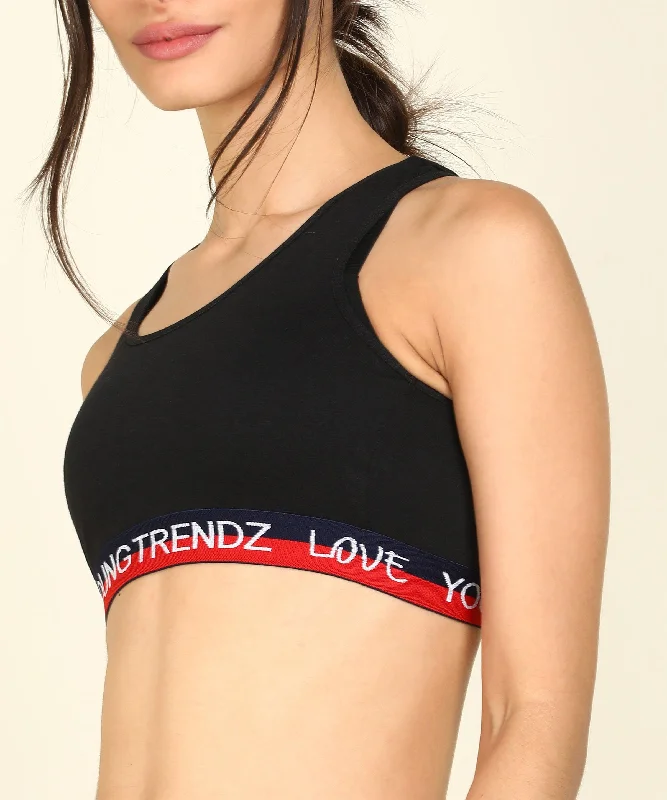 Womens Non Padded Love Elastic Combo Sports  Bra