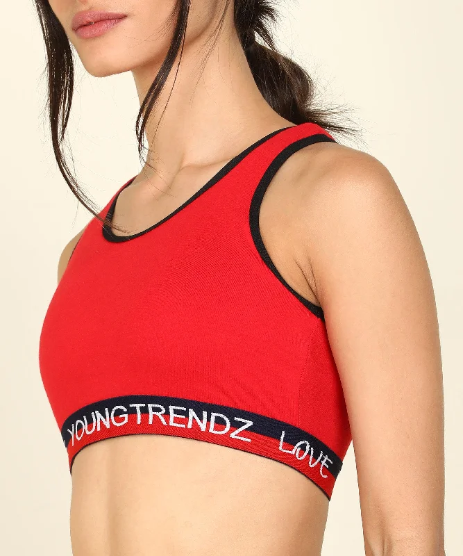 Womens Non Padded Love Elastic Combo Sports  Bra