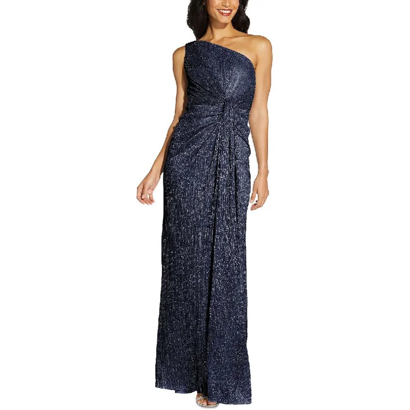 Adrianna Papell Womens Petites Stardust Ruched Long Evening Dress