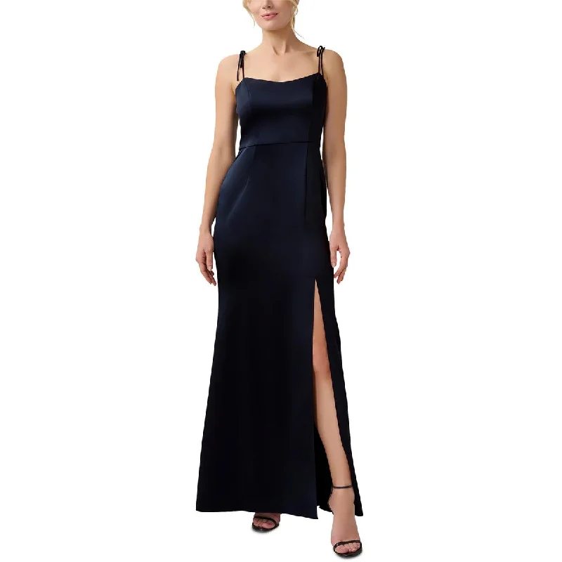 Adrianna Papell Womens Satin Maxi Evening Dress