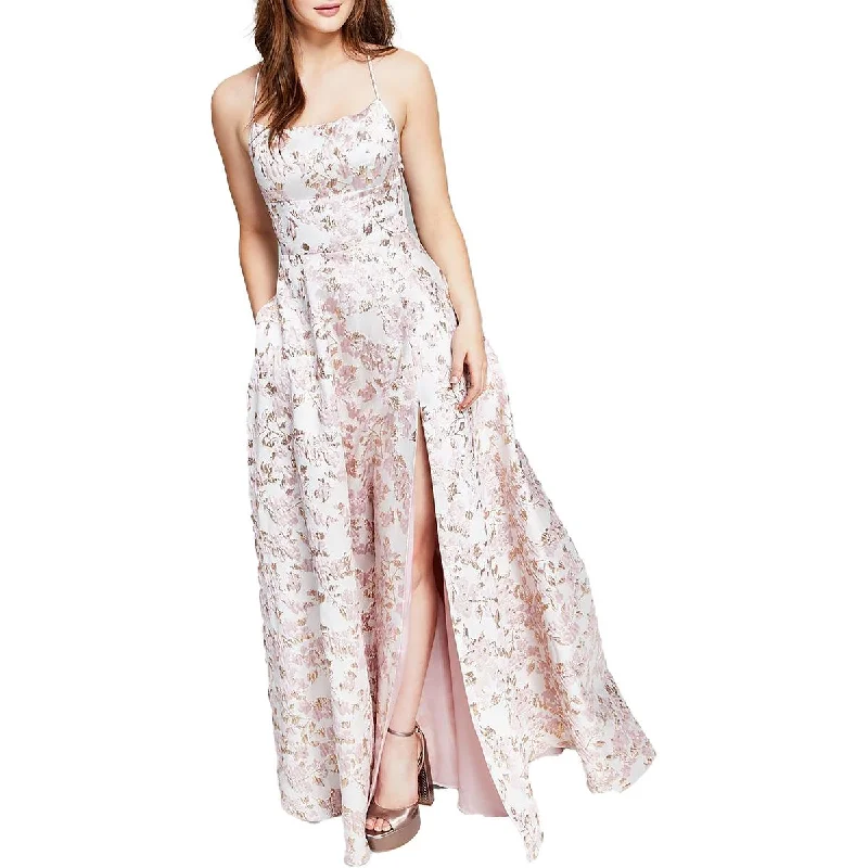 B. Darlin Womens Juniors Floral Jacquard Evening Dress