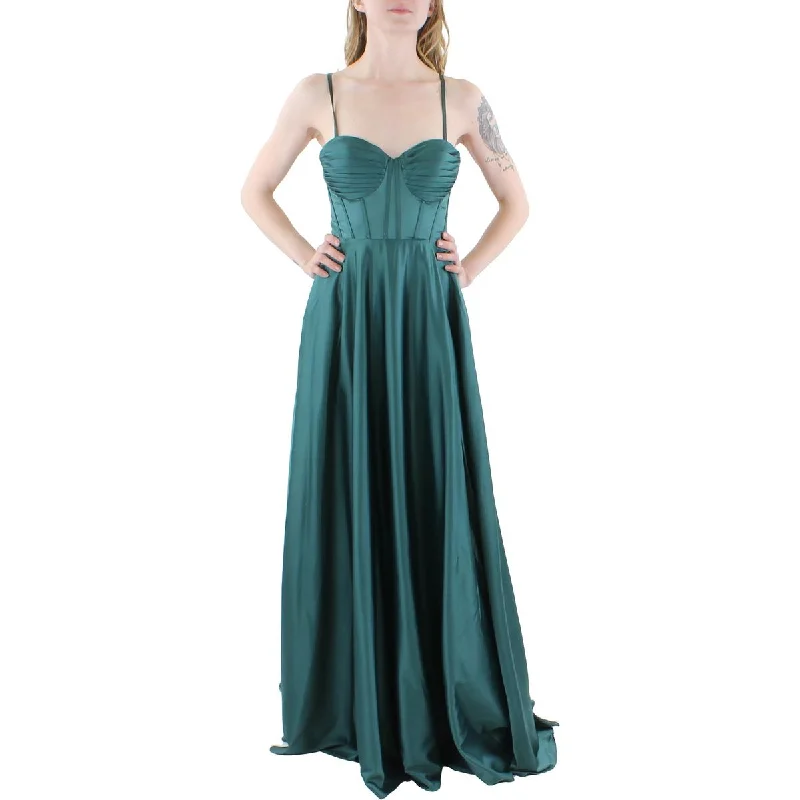 B. Darlin Womens Juniors Satin Pleated Evening Dress