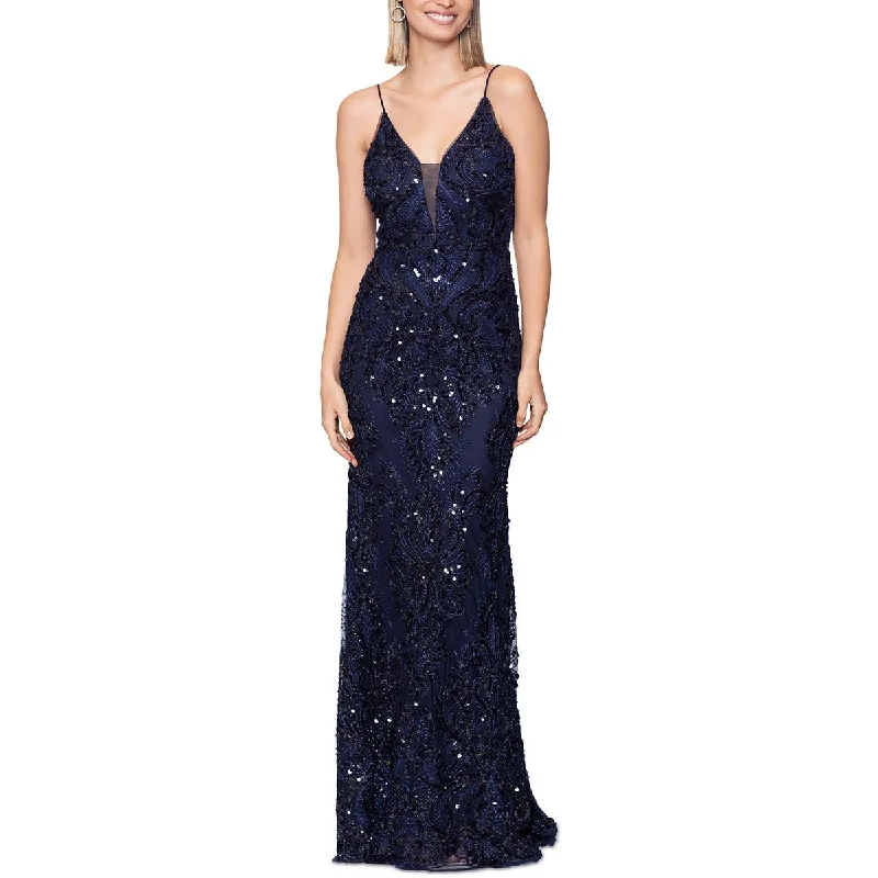 Betsy & Adam Womens Sequined  Evening Dress