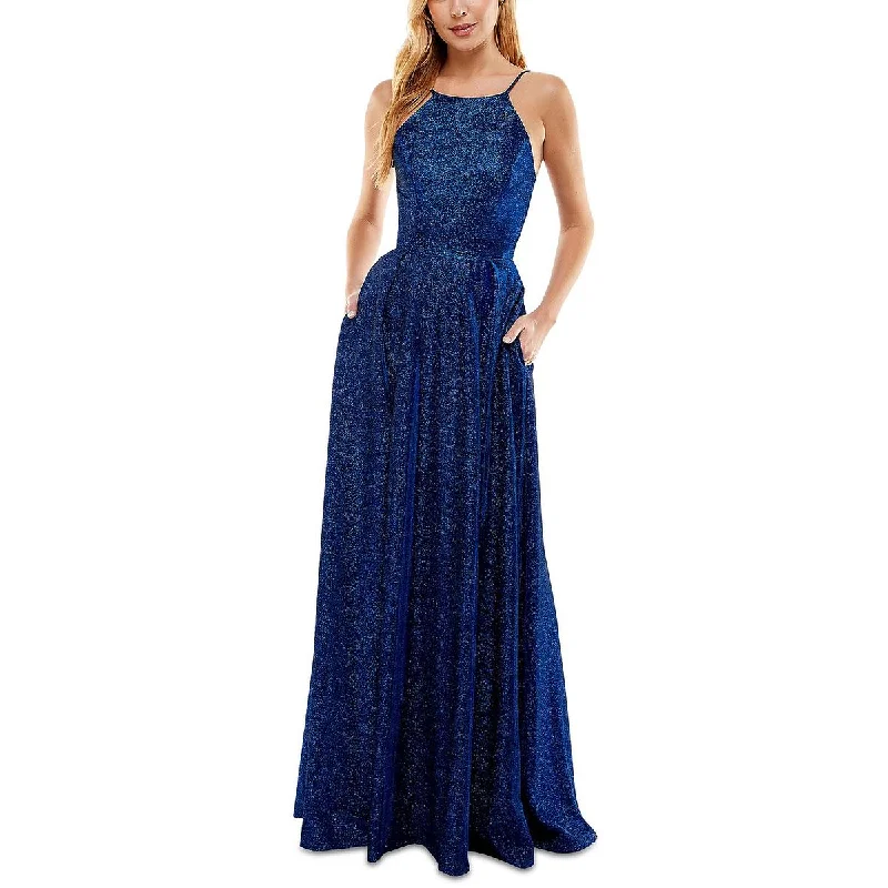 City Studios Womens Juniors Belted Long Evening Dress