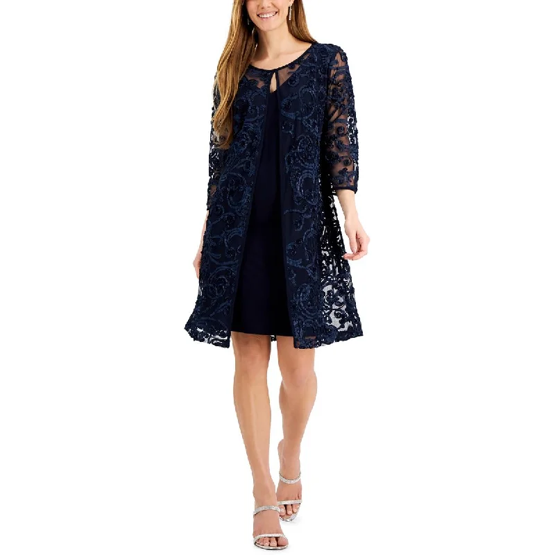 Connected Apparel Womens Soutache Knee-Length Cocktail and Party Dress