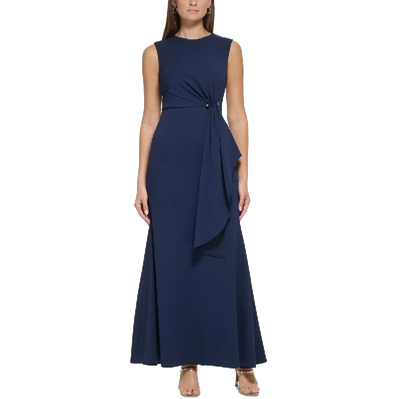 DKNY Womens Knit Side Ruched Evening Dress