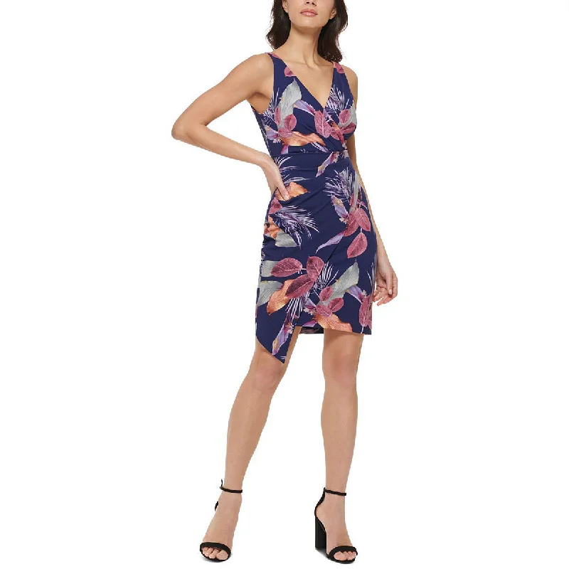 Guess Womens Faux Wrap Mini Cocktail and Party Dress