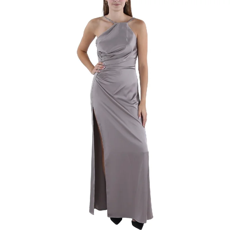 Katie May Womens Full Length Halter Evening Dress