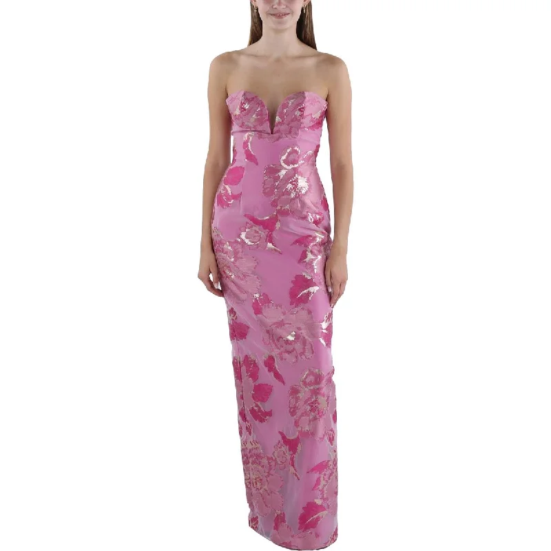 Katie May Womens Full Length Strapless Evening Dress