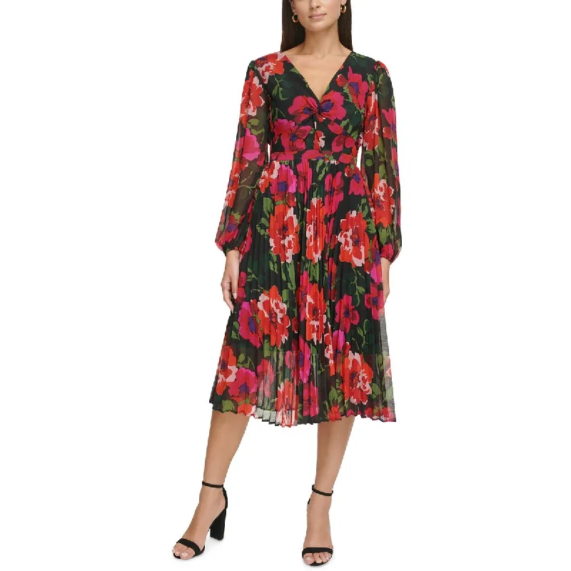 Kensie Womens Floral Midi Cocktail And Party Dress