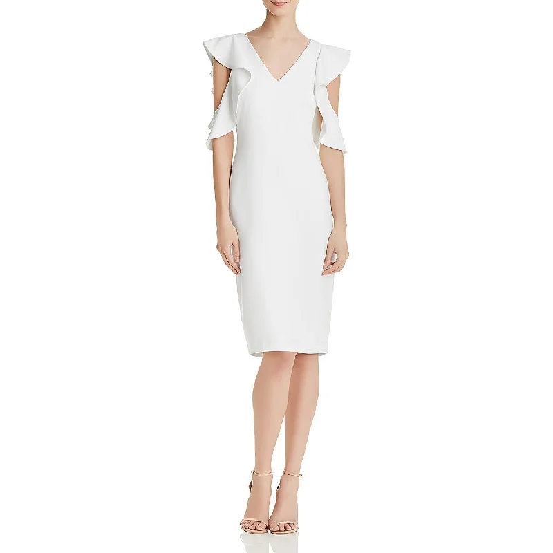 Laundry by Shelli Segal Womens Ruffled Midi Cocktail and Party Dress