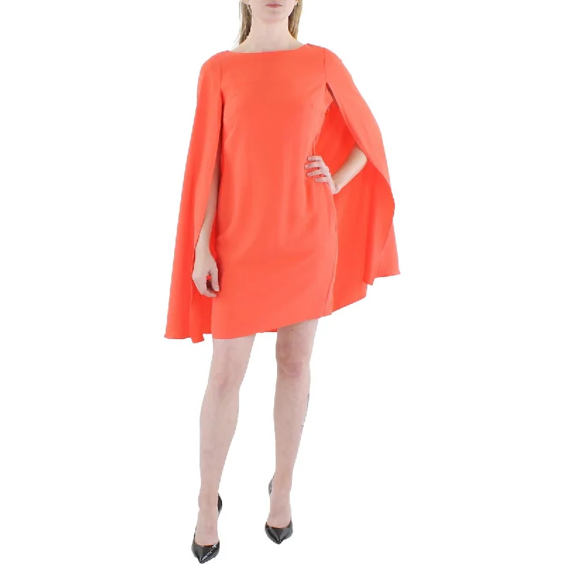 Lauren Ralph Lauren Womens Hyannis Chiffon Cape Sleeve Cocktail and Party Dress