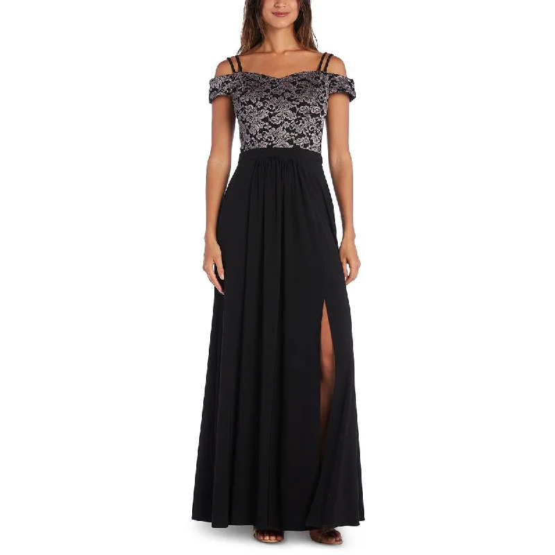 Morgan & Co. Womens Textured Long Evening Dress