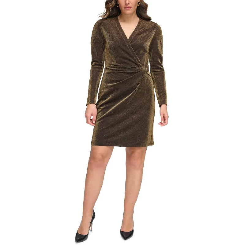 Tommy Hilfiger Womens Plus Shimmer Midi Cocktail And Party Dress