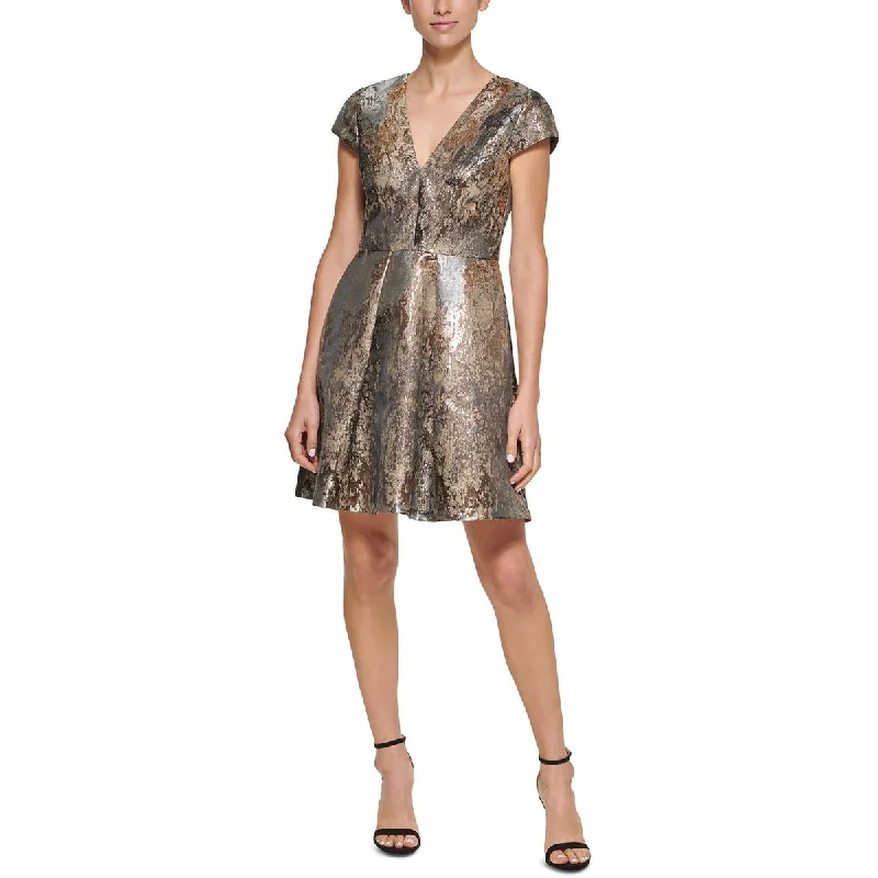 Vince Camuto Womens Metallic Mini Cocktail and Party Dress