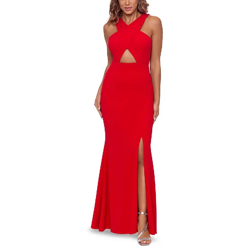 Xscape Womens Plus Cut-Out Party Evening Dress