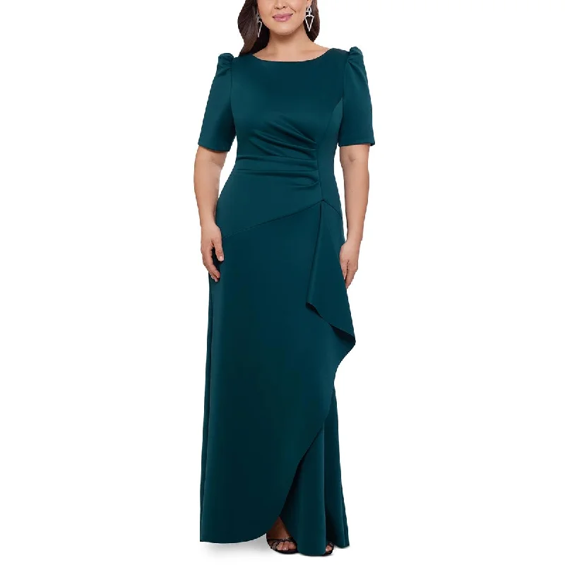 Xscape Womens Plus Scuba Gathered Evening Dress