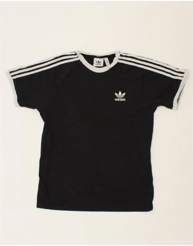 ADIDAS Womens T-Shirt Top UK 14 Medium Black Cotton