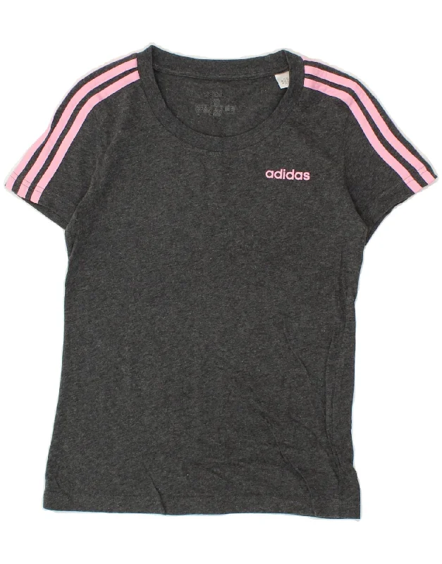 ADIDAS Womens T-Shirt Top UK 4/6 XS Grey Flecked Cotton