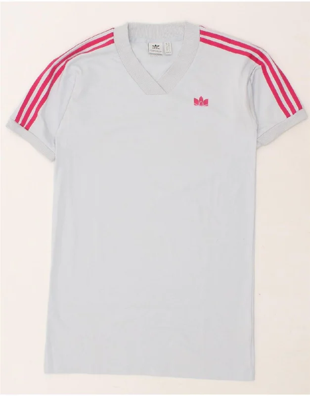 ADIDAS Womens T-Shirt Top UK 8 Small Blue Cotton