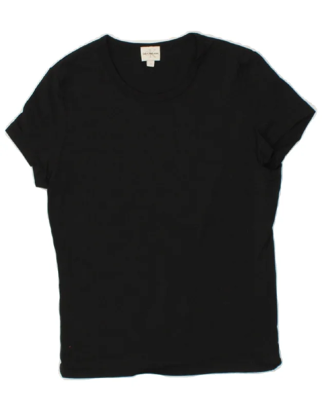 CALVIN KLEIN JEANS Womens T-Shirt Top UK 14 Medium Black Nylon