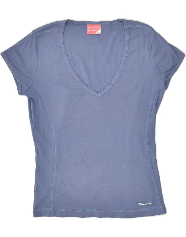 CHAMPION Womens T-Shirt Top UK 12 Medium Blue