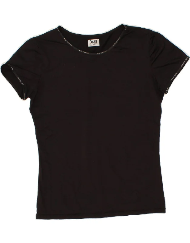 DOLCE & GABBANA Womens T-Shirt Top UK 12 Medium Black