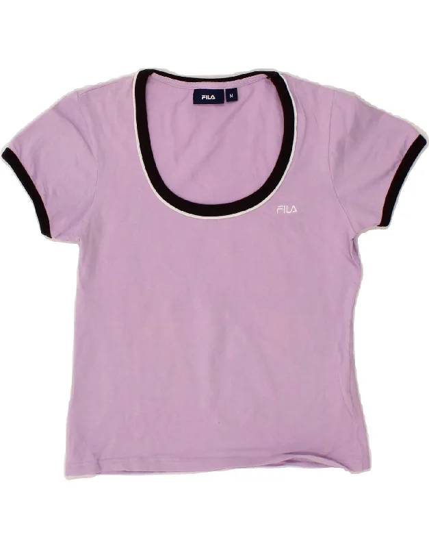 FILA Womens T-Shirt Top UK 12 Medium Purple Cotton