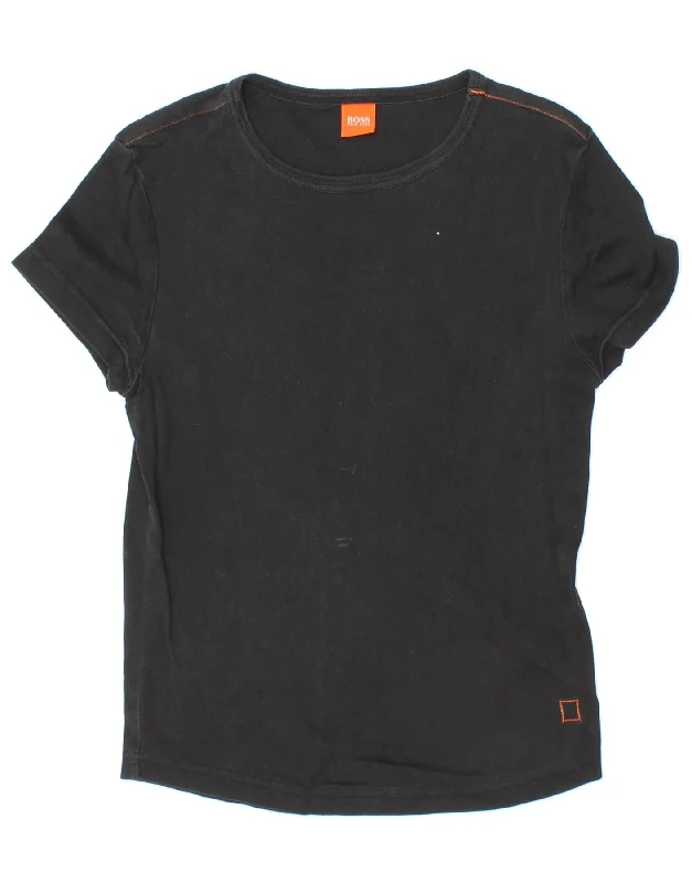 HUGO BOSS Womens T-Shirt Top UK 10 Small Black Cotton