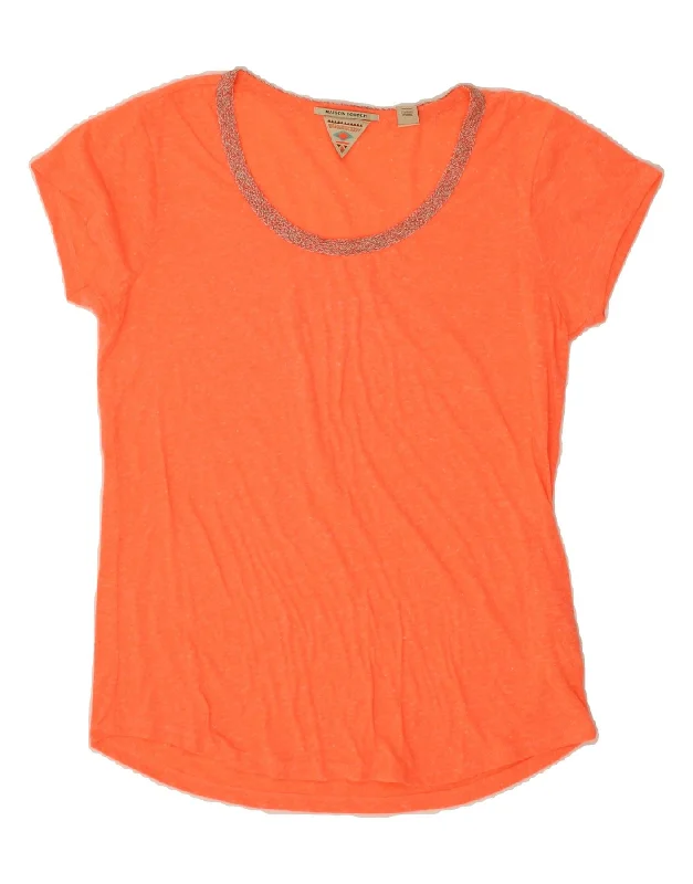 MAISON SCOTCH Womens T-Shirt Top Size 4 Large Orange Flecked Polyester