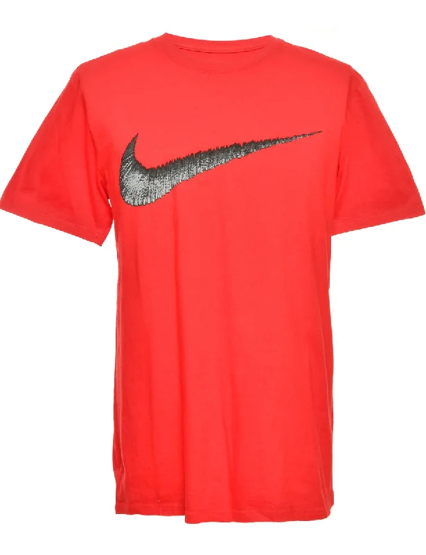 Red Nike Printed T-shirt - M