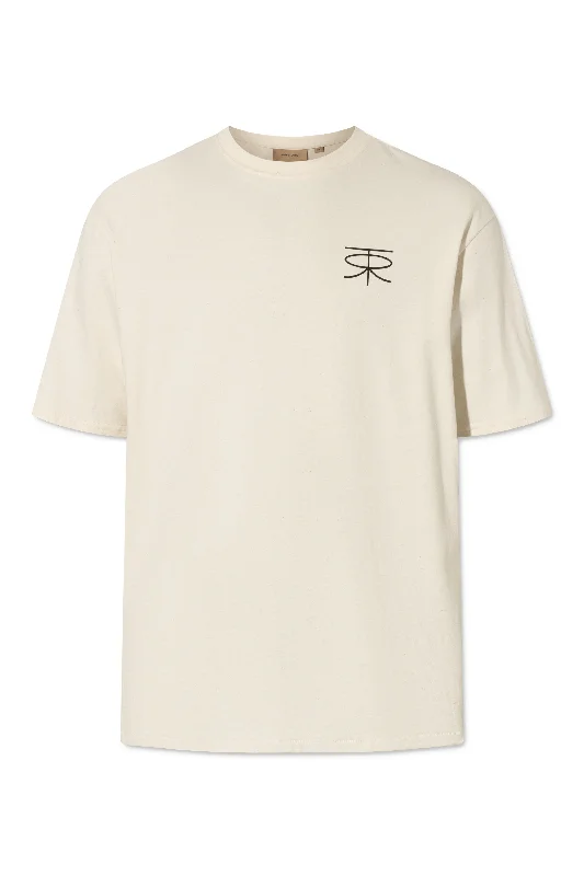 THORSTEN T-SHIRT NATURAL WHITE - NATURAL WHITE WITH BLACK LOGO