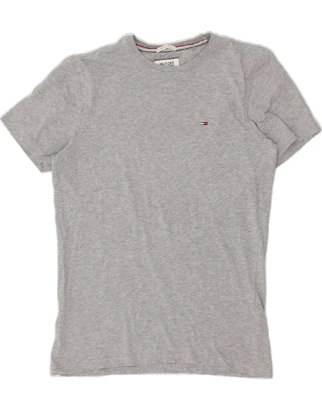 TOMMY HILFIGER Womens T-Shirt Top UK 10 Small Grey Cotton