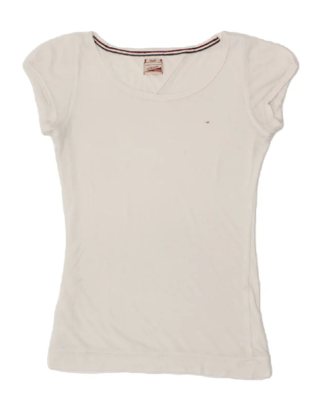 TOMMY HILFIGER Womens T-Shirt Top UK 10 Small White