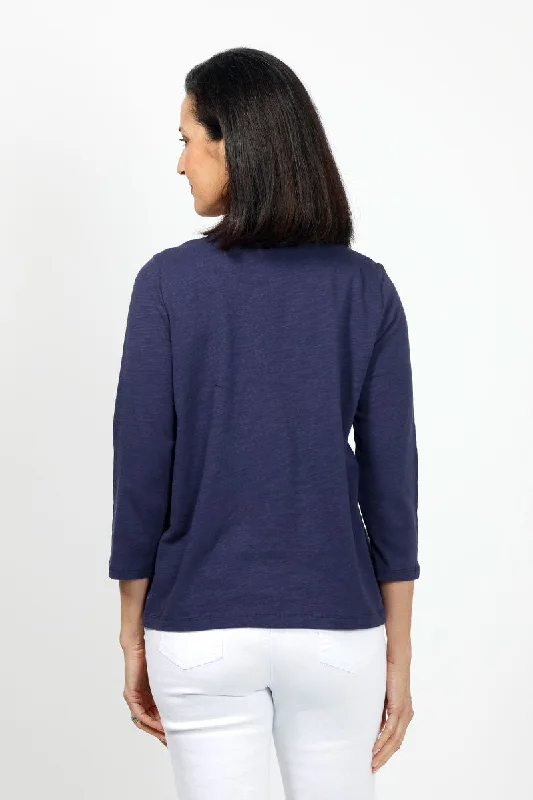 Top Ligne V Neck Button Tee